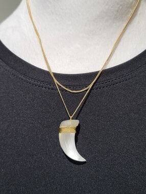 Akexis Bittar Lucite Horn and Pearl Necklace
